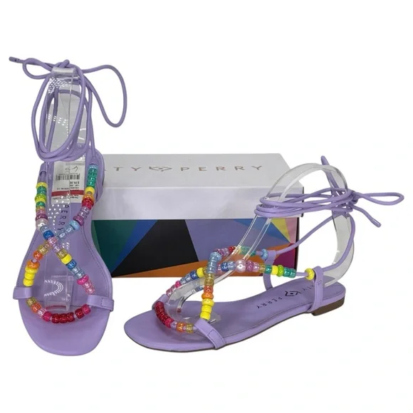 Katy Perry Halie Bead Purple Tie Up Womens Sandals Size 6.5M - Picture 13 of 13